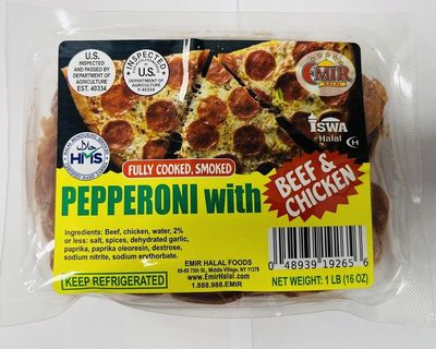 Premium HALAL Pepperoni with Beef &amp; Chicken (Sliced) 1 lb
