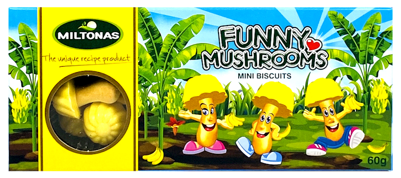 Miltonas Banana Flavored Funny Mushrooms Cookies $1.30