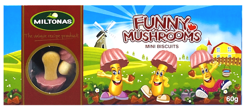 Miltonas Strawberry Flavored Funny Mushrooms Cookies $1.30