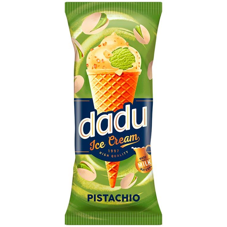 Dadu Pistachio ice cream with waffle crisps 150ml 24cs Cone $1.90