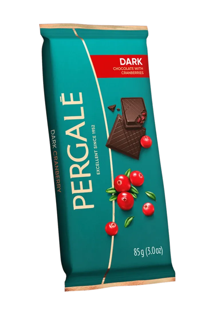 Dark Chocolate With Cranberries Pergale 85g $2.40