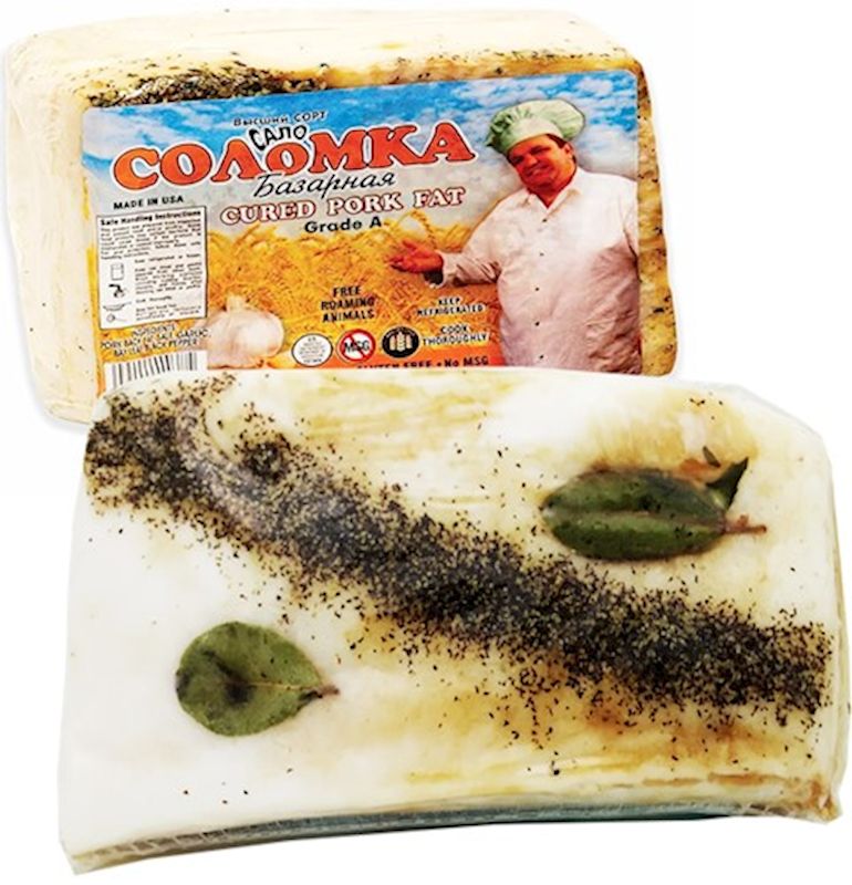 Salo "Salomka" CHUNK  With Garlic &amp; Spices "Bazarnoe"  $16.50 NEW