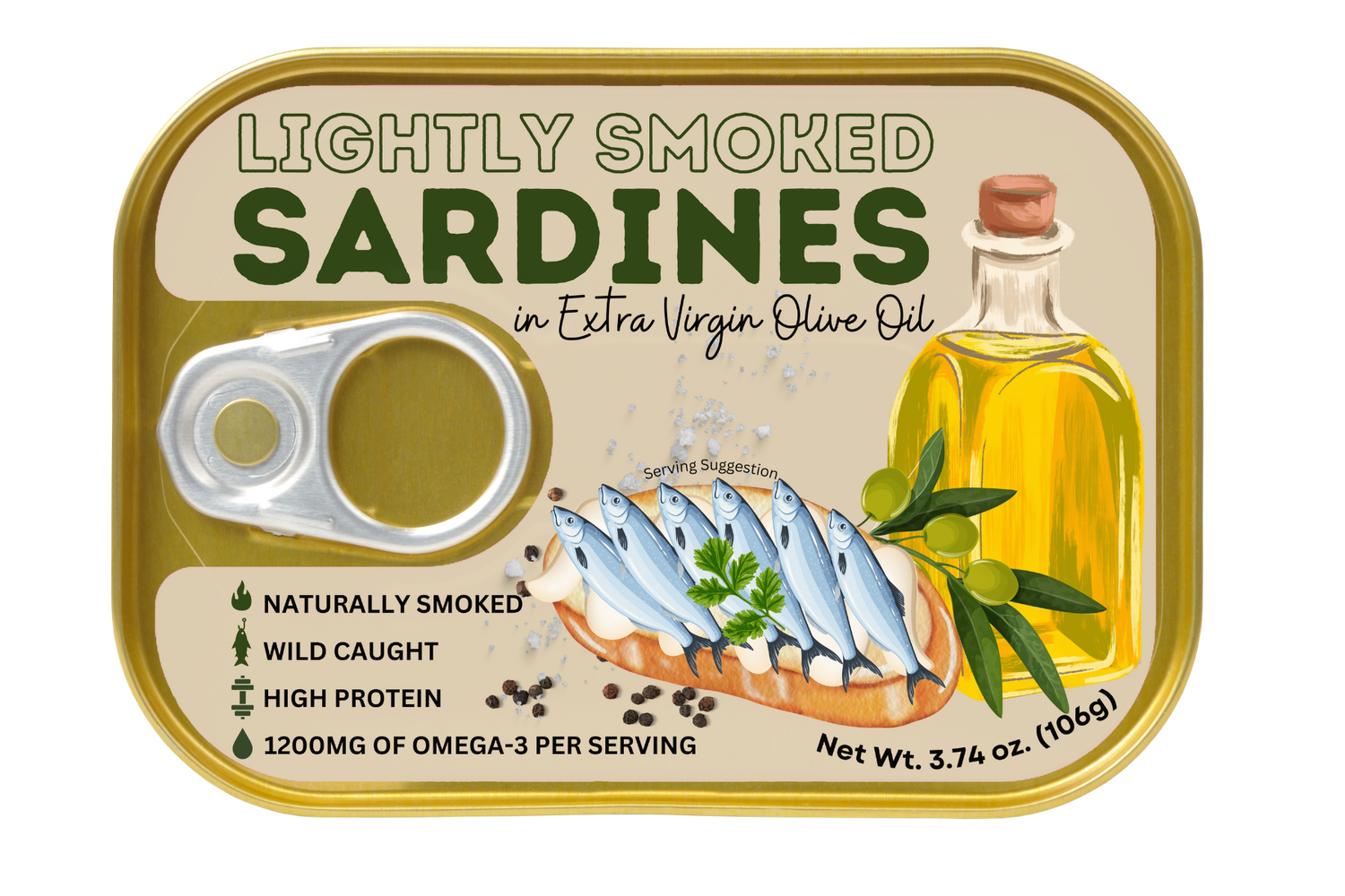 Lightly Smoked Sardines in Extra Virgin Olive Oil $2.20 new