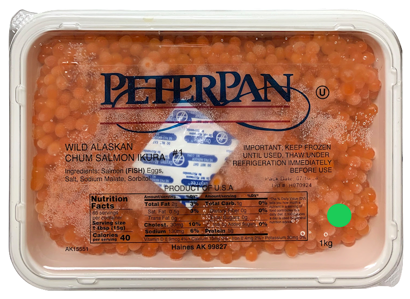 PeterPAN Chum #1 Salmon Caviar (green) 1kg per lb $51.75
