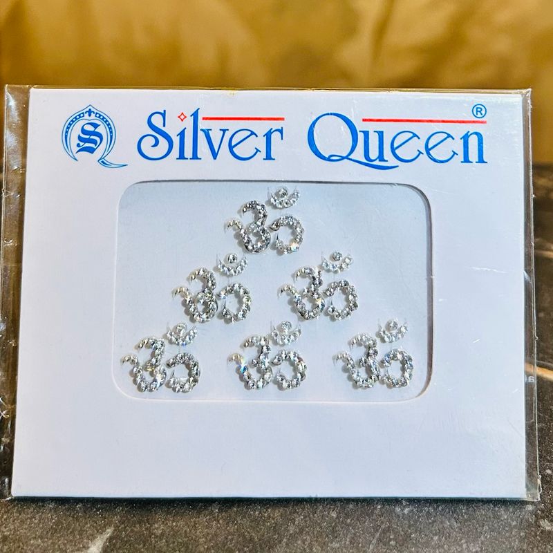 Bindiya  Aum zilverkleurig (6 stuks)