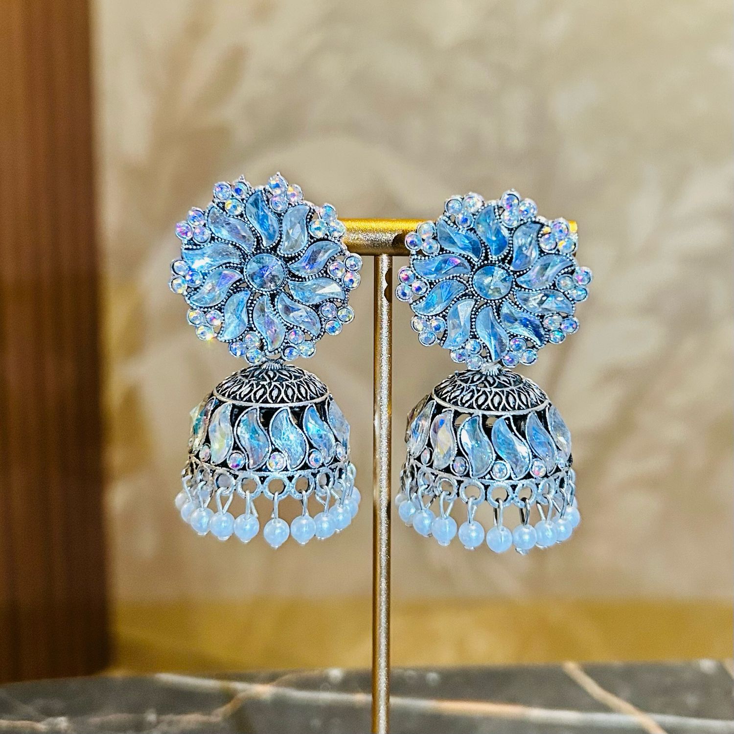 Jhumka groot zilverkleurig