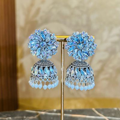 Jhumka groot zilverkleurig