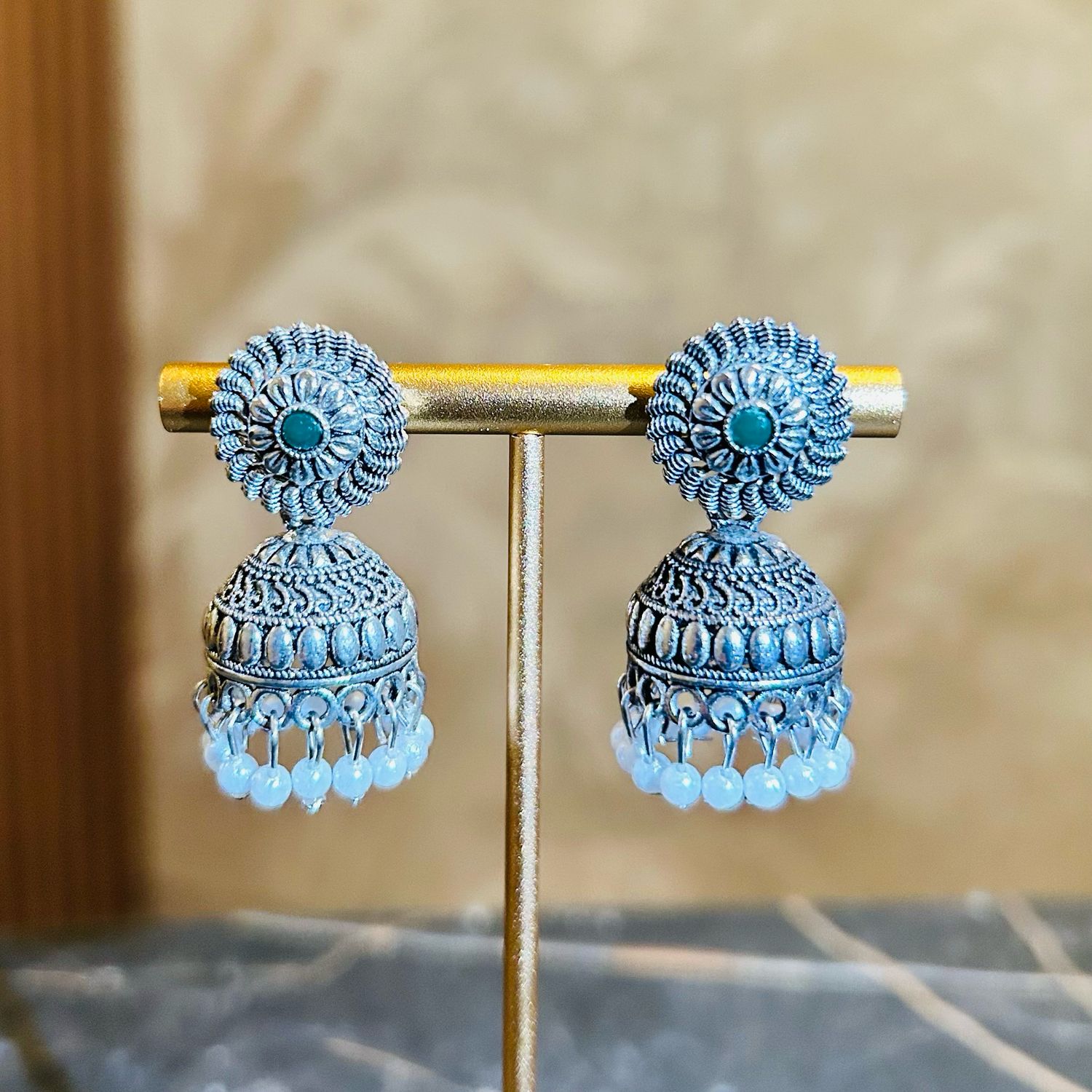 Jhumka midden zilverkleurig