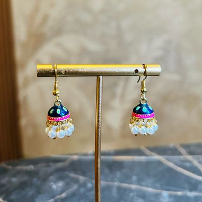 Jhumka klein roze wit blauw