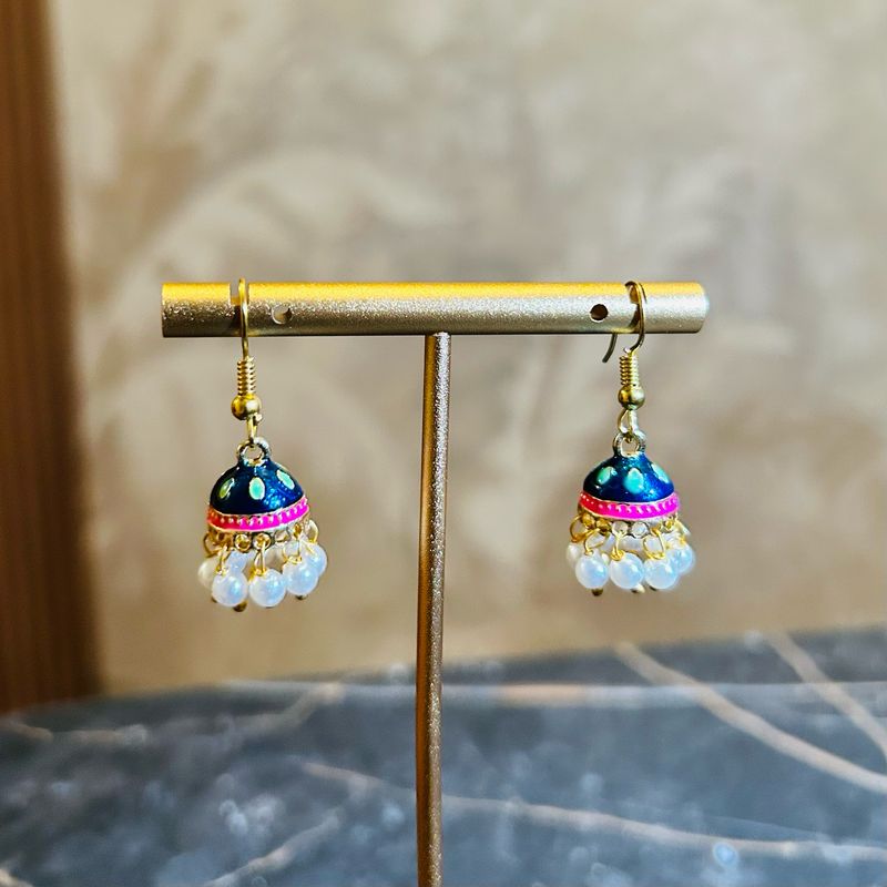 Jhumka klein roze wit blauw