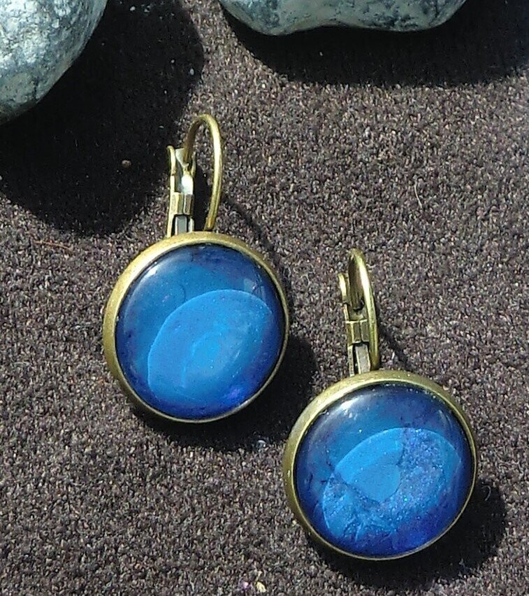 Ohrringe Cabochon Blau