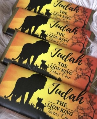 Lion King Themed Personalised Chocolate Bar