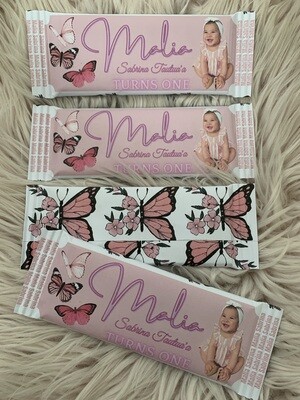 Butterfly Themed Personalised Chocolate Bar