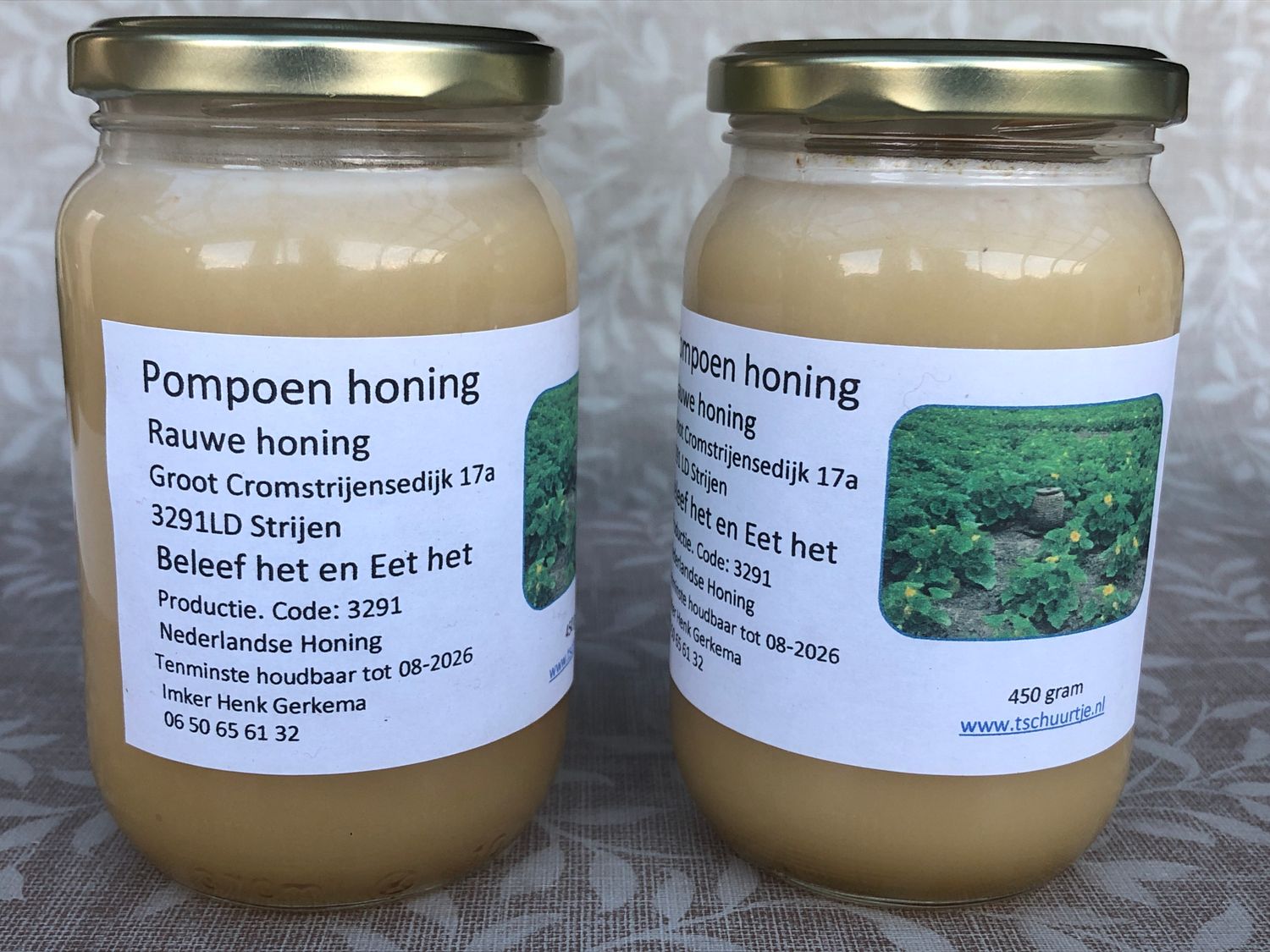 Pompoenehoning Créme 450 gram 100% honing, Koud geslingerd en ongemengd Zoals de natuur het bedoeld heeft.