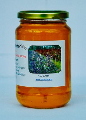 Bloemenhoning streek 500 gram 100% honing, is grof gezeeft en goed tegen hooikoorts Koud geslingerd en ongemengd Zoals de natuur het bedoeld heeft.