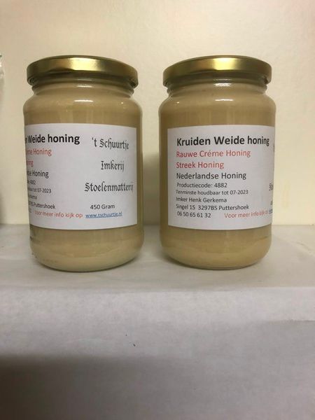 Hoekse Waarse Kruideweiden Créme Honing uit de paarde weide 500 gram