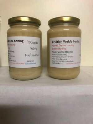 Hoekse Waarse Kruideweiden Créme Honing uit de paarde weide 500 gram