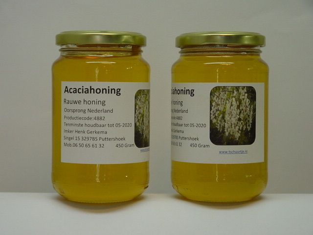 Uit Spanje Acaza 500 gram 100% honing, Koud geslingerd en ongemengd Zoals de natuur het bedoeld heeft.