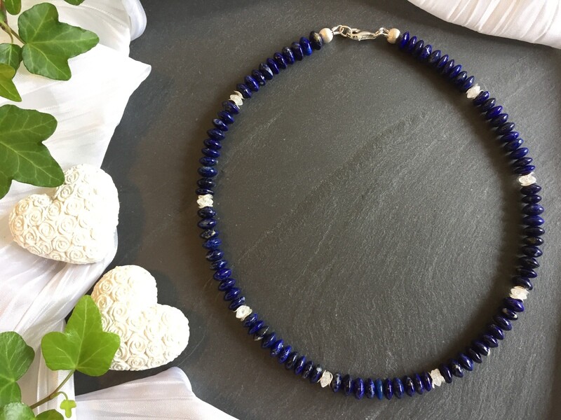 Edelstein-Halskette „Lapislazuli/Iris Kristall“
