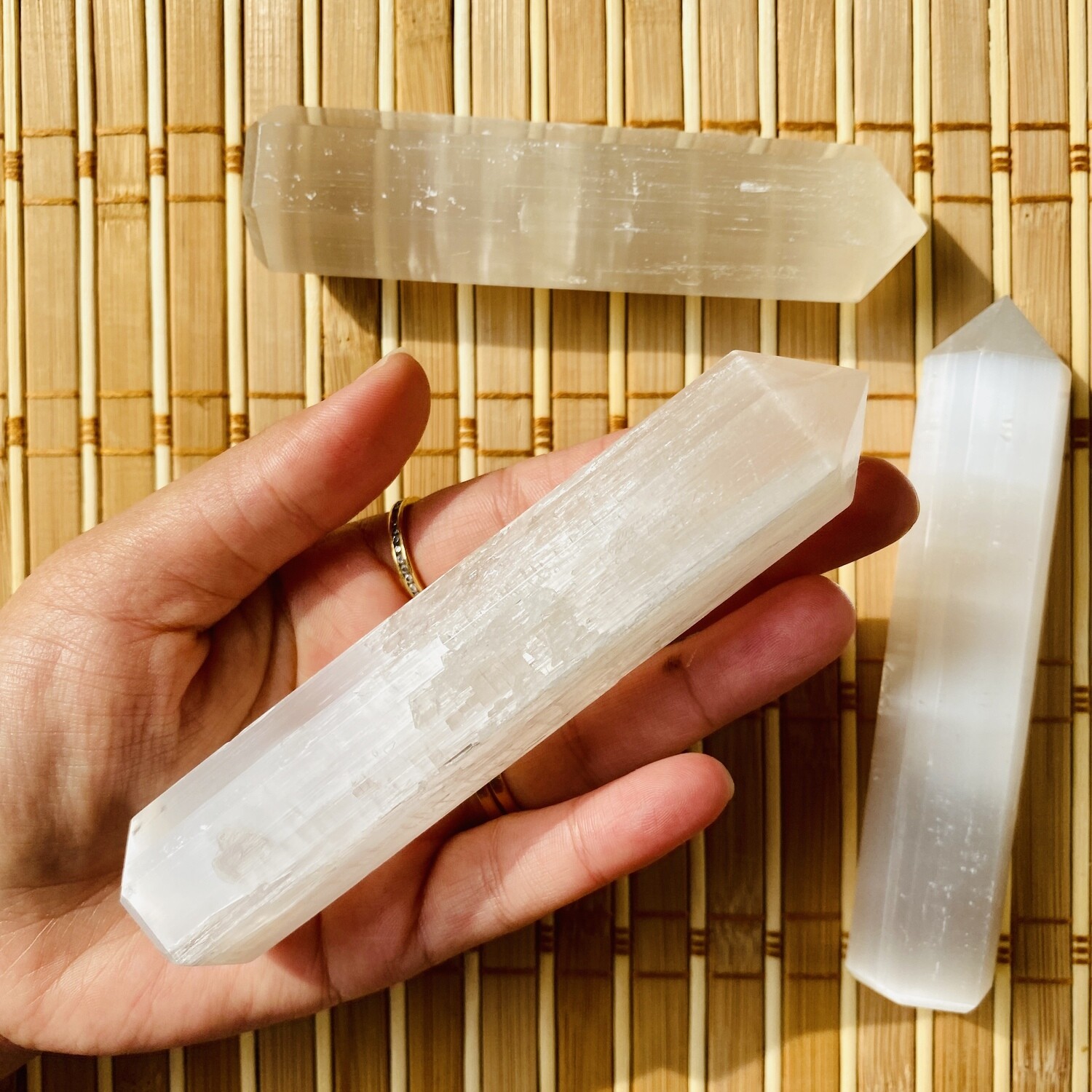 Selenite Tower 4.5-5 Inches Polished Six Faceted Natural Healing Obelisk