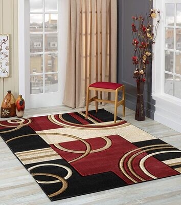 Platinum Collection Swirls Red Beige Rug Carpet Living Room Dining Accent (4937)