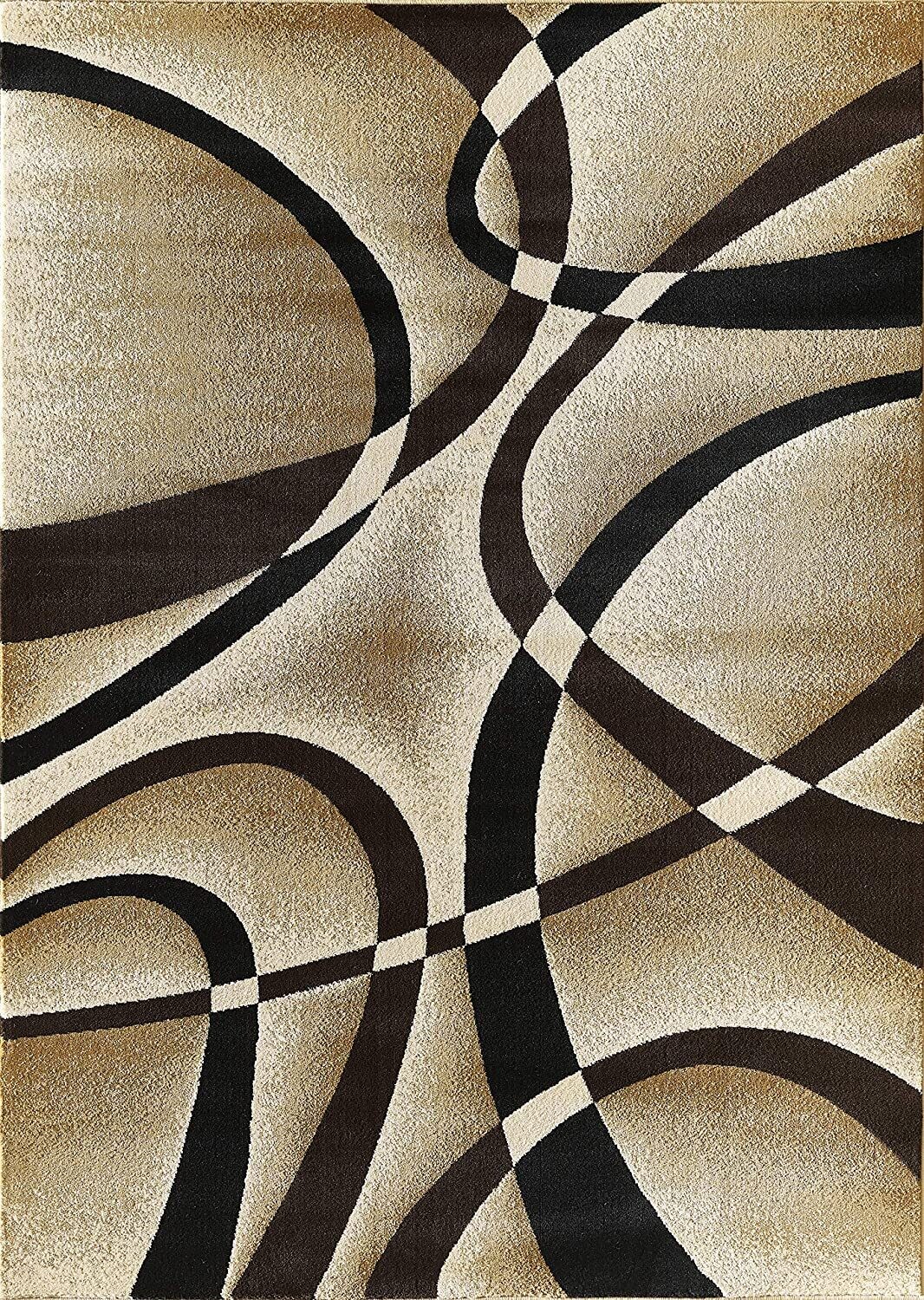 Sevilla Collection Swirls Brown Beige Rug Carpet Bedroom Living Room Accent (4816)