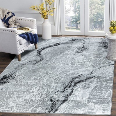 Glory Rugs Modern Abstract Area Rug Grey Black Rugs for Home Office Bedroom and Living Room