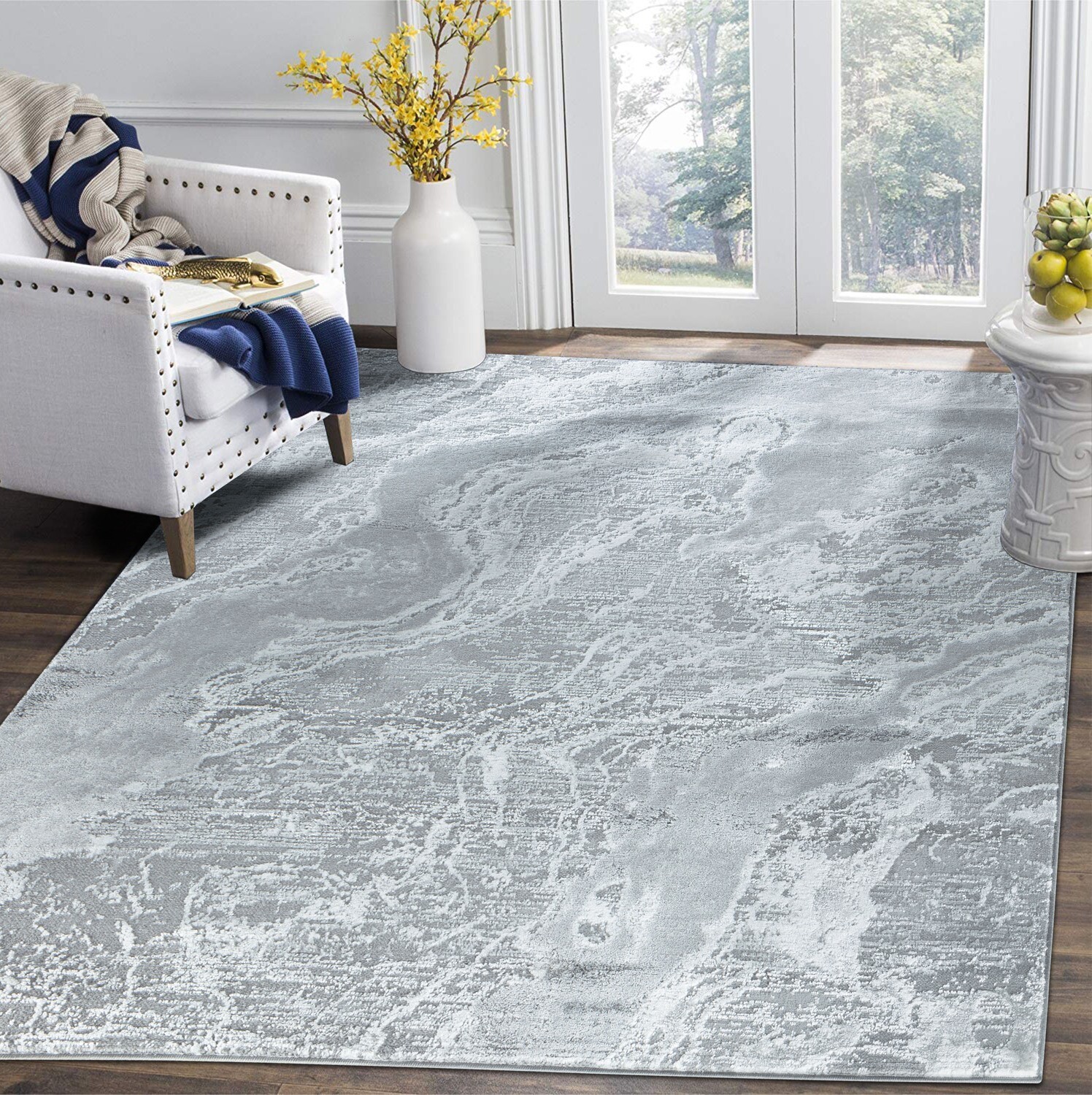 Glory Rugs Modern Abstract Area Rug Grey Rugs for Home Office Bedroom and Living Room