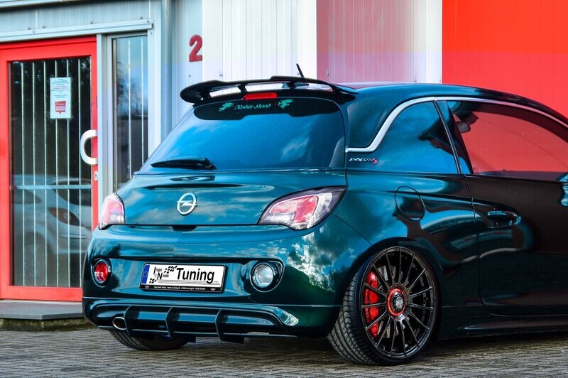 Gefräster Heckansatz mit Finnen für Opel Adam S + OPC-Line ab Bj. 2015- Gefräster Heckansatz mit Finnen für Opel Adam S + OPC-Line ab Bj. 2015-