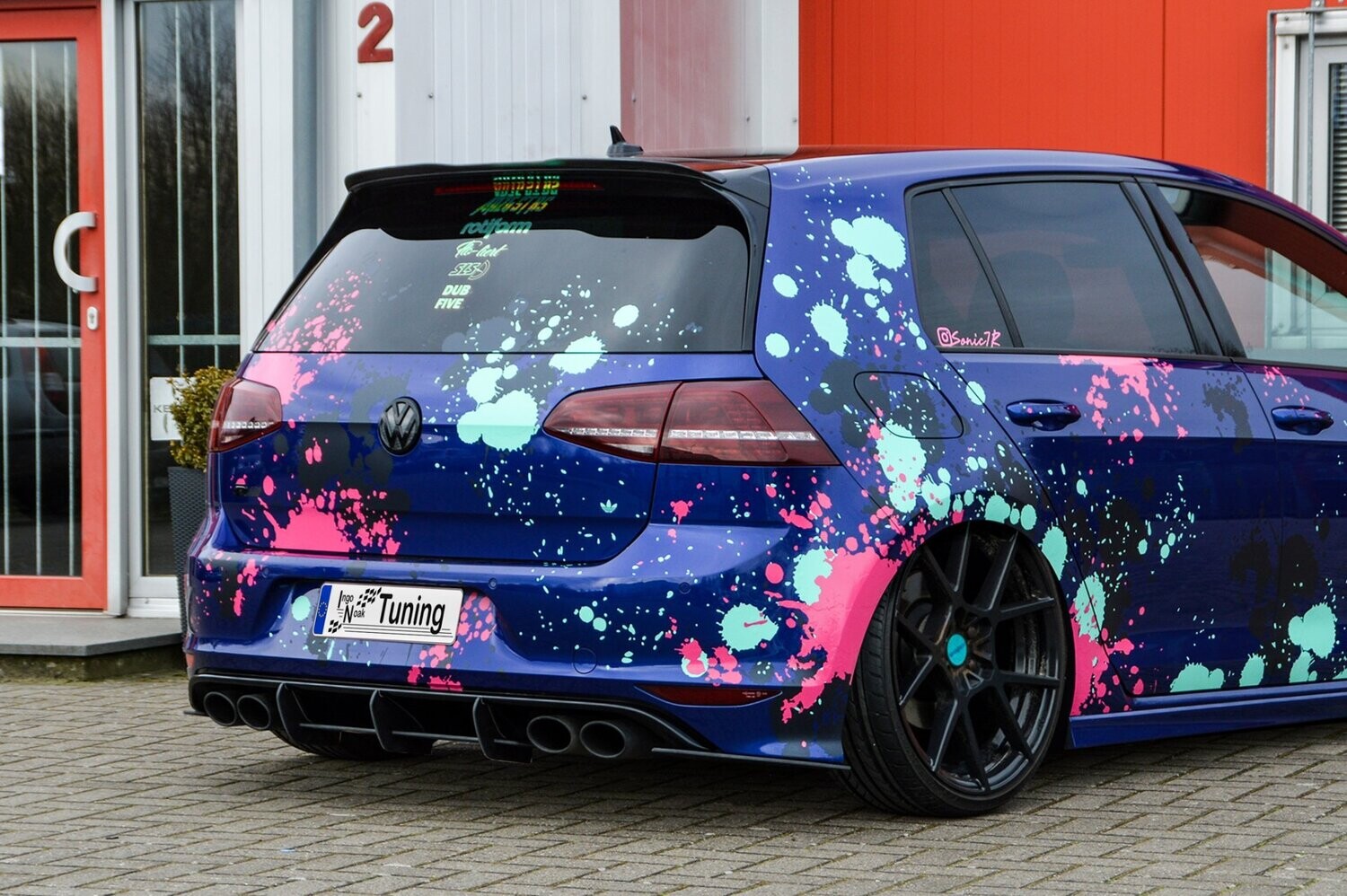 Racing Heckansatz Diffusor mit Seitenteilen für VW Golf 7 R Vorfacelift