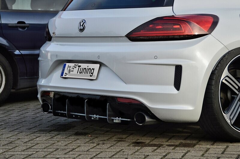 Gefräster Heckansatz mit Finnen für VW Scirocco R Facelift Gefräster Heckansatz mit Finnen für VW Scirocco R Facelift