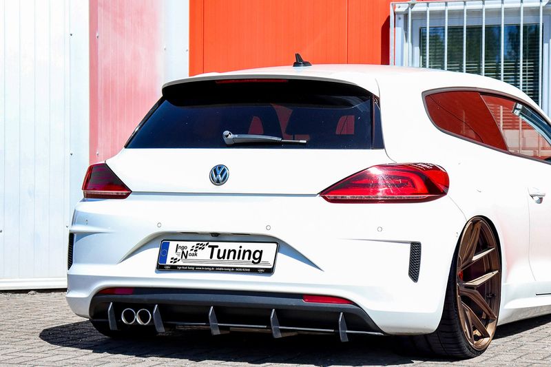Gefräster Heckansatz mit Finnen für VW Scirocco 3 mit R-Line Facelift Gefräster Heckansatz mit Finnen für VW Scirocco 3 mit R-Line Facelift