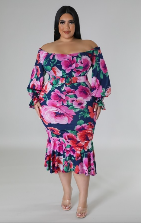 Magenta Floral Midi