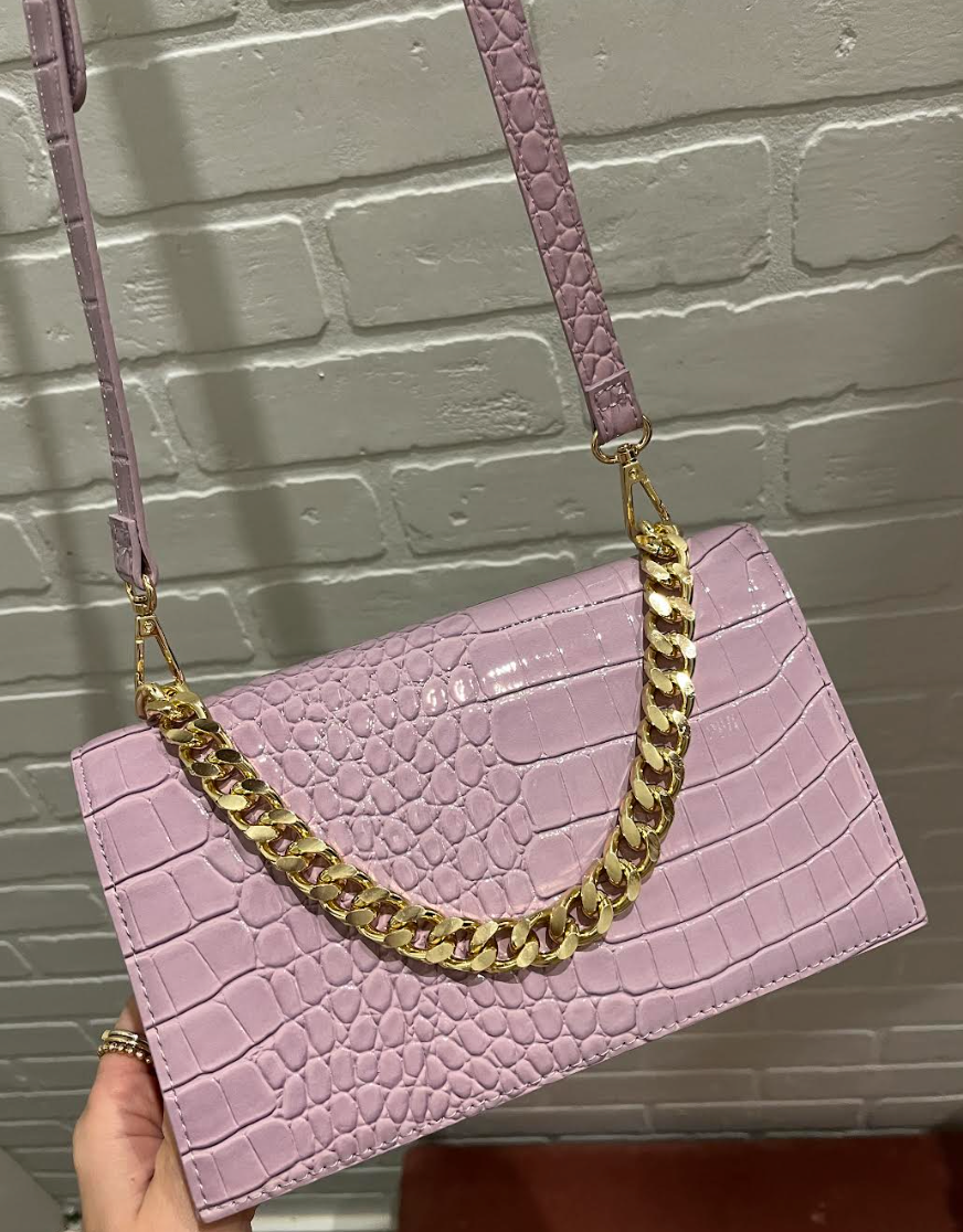 Lilac Athena Embossed Crossbody