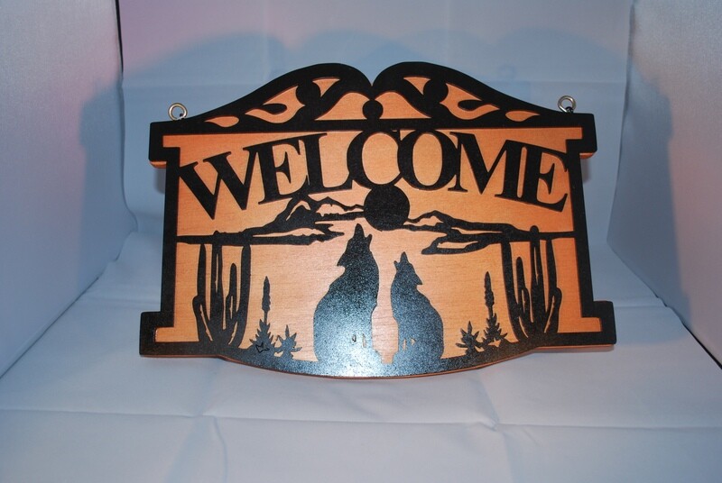 Welcome sign (Coyote Howling at the moon)