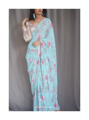 &quot;Forget me not Floral saree&quot;