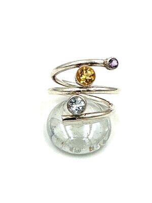 Amethyst, Topaz and Citrine curl ring