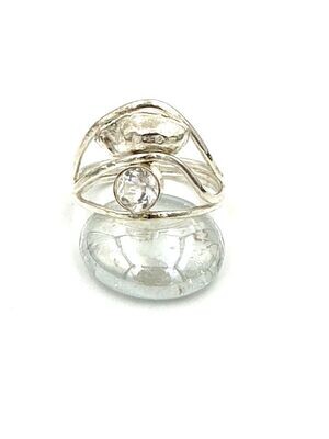 Cubic Zirconia and Fine Silver 3 wire ring