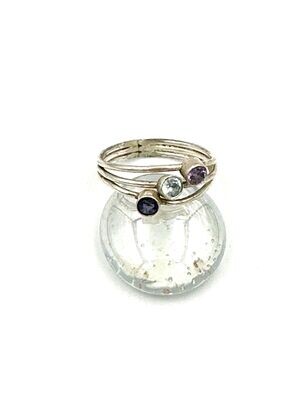 Amethyst, Topaz and Cubic Zirconia 3 wire ring