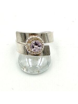 Amethyst and beaded detail wide ring