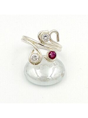 Amethyst and cubic zirconia curl ring