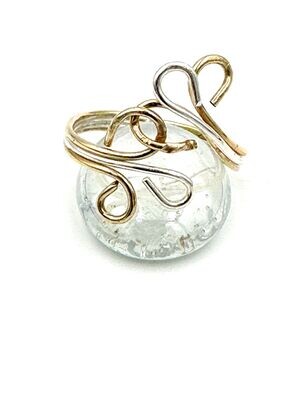 Silver and Gold filled 3 wire curl ring