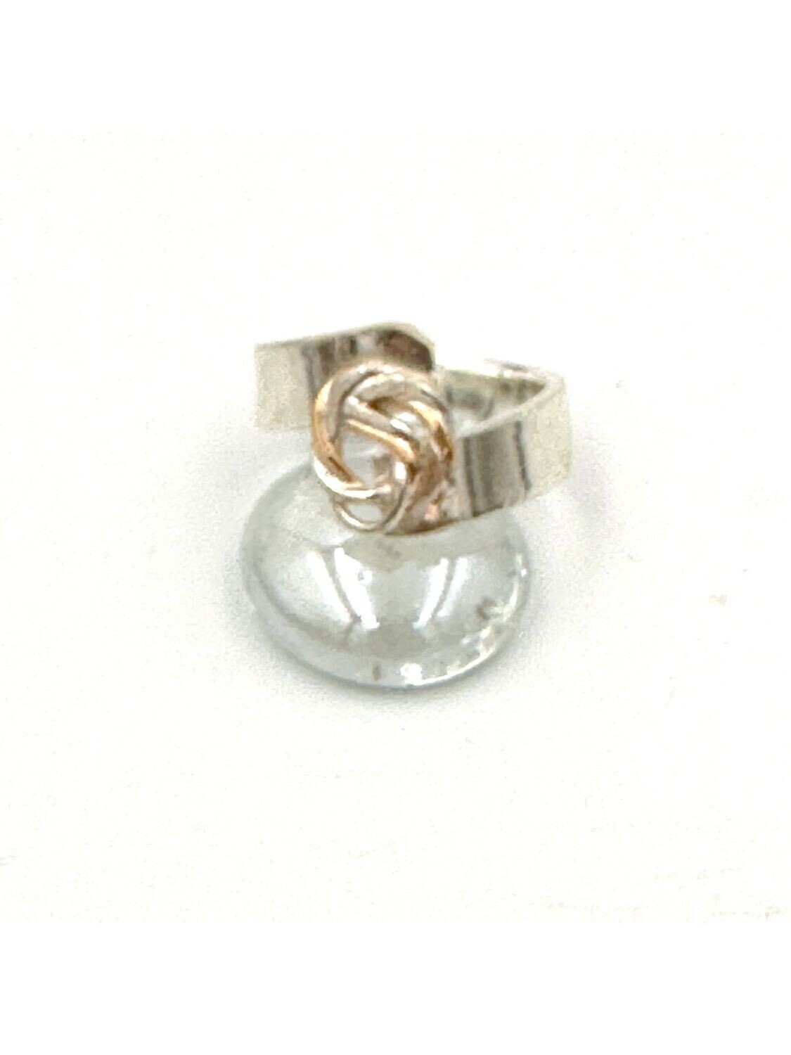 Crossover ring with silver and gold filled spiral detail