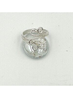 3 wire curl ring with beaded wire detail