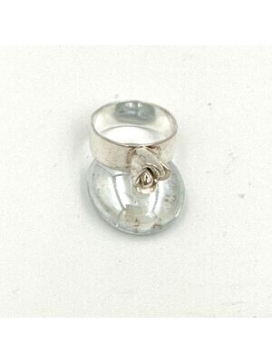 Wide ring with fine silver rose