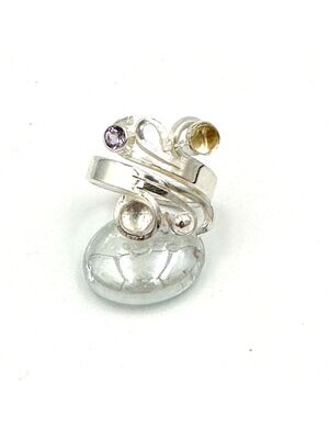 Curl ring set with citrine, amethyst and white topaz