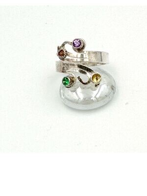 Curl ring set with amethyst, citrine, sunstone and green onyx