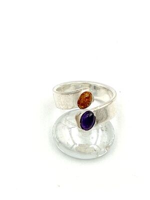 Amethyst and Citrine crossover ring