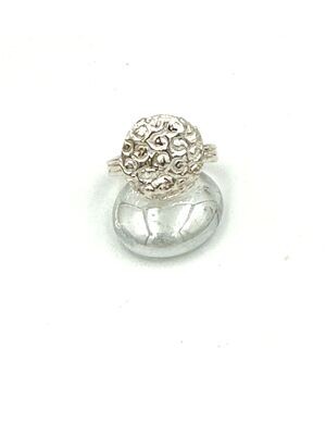 3 wire ring with fine silver flower