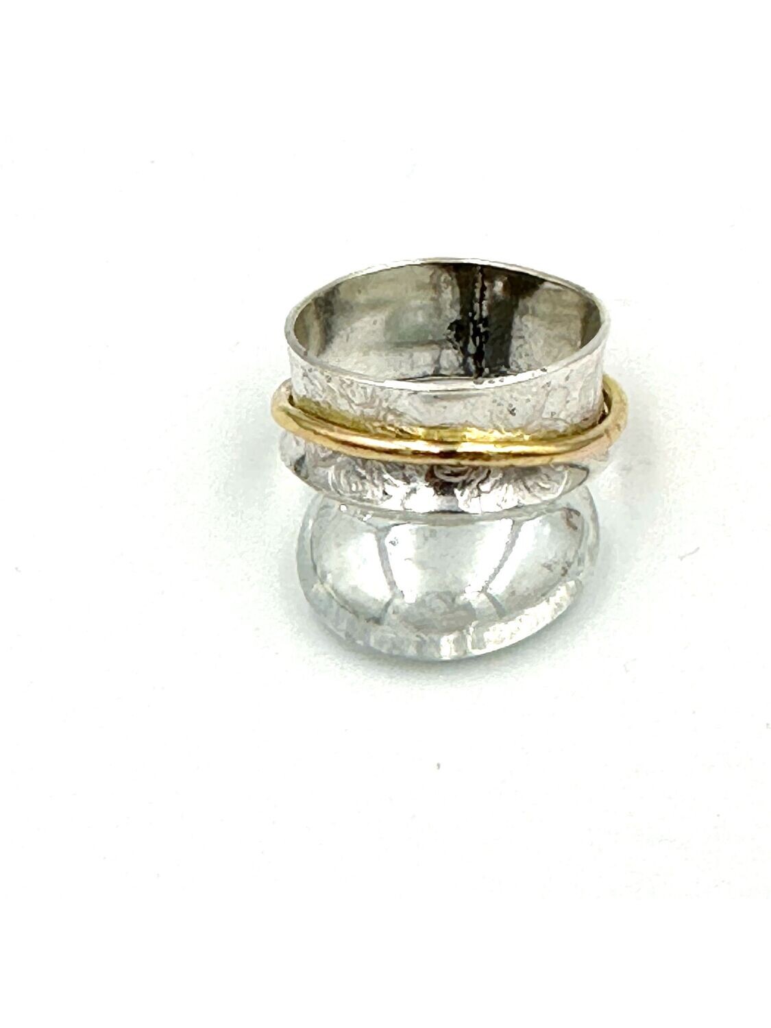 Silver Spinner ring with gold filled outer ring